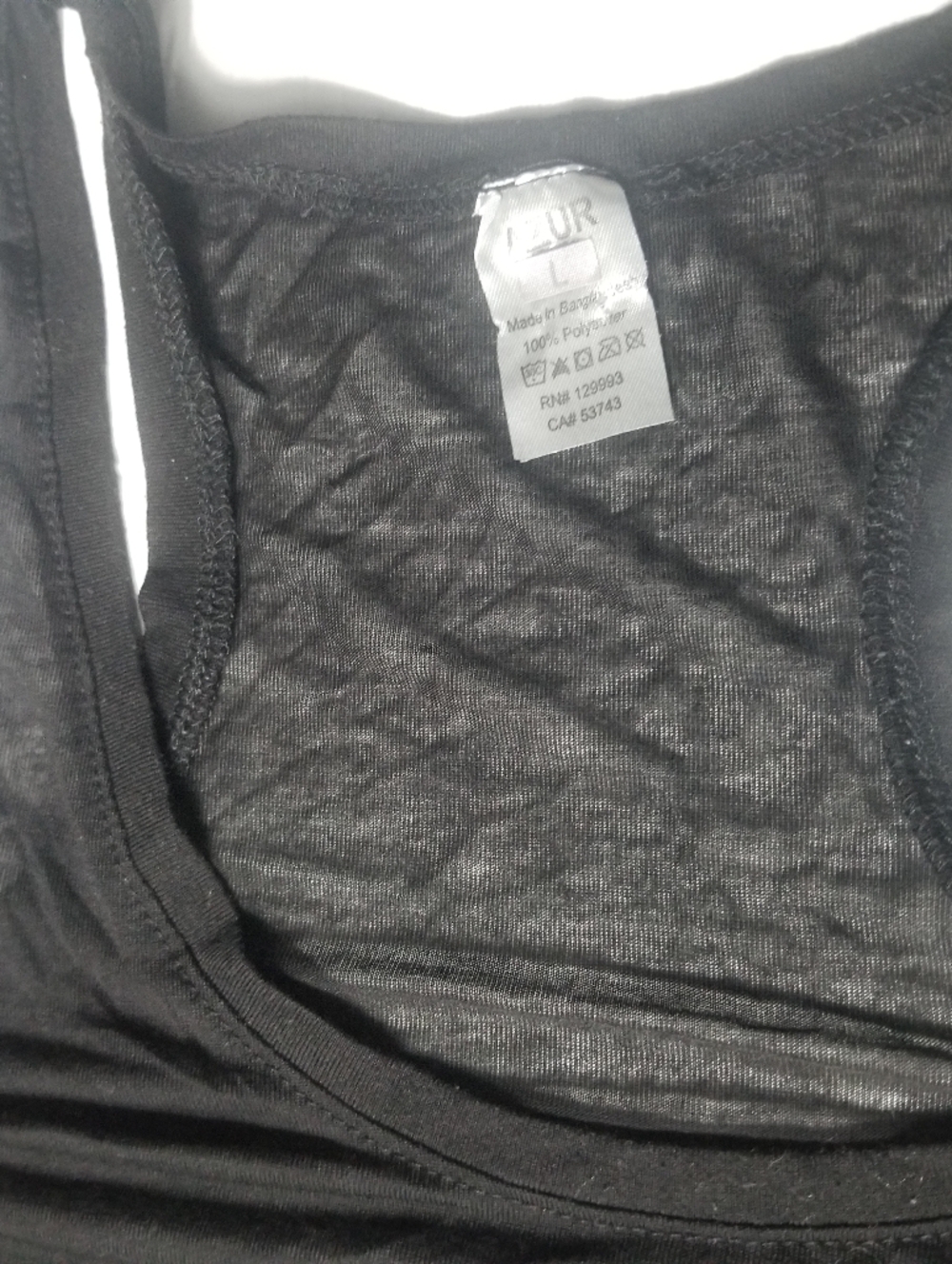 AZUR WOMEN'S BLACK SHEER TANK TOP SIZE LARGE - Picture 3 of 9